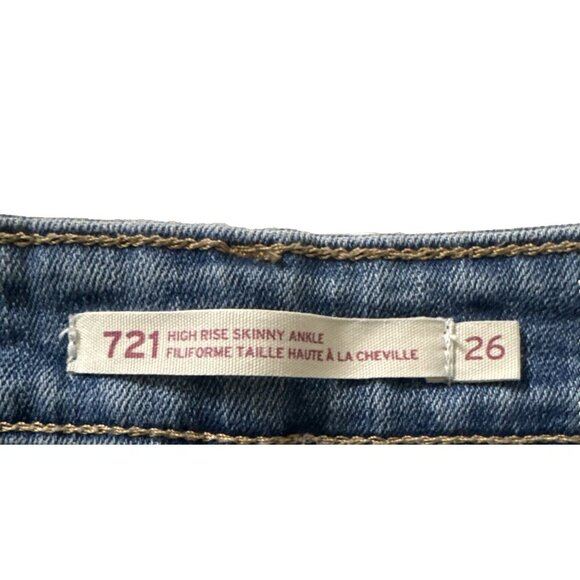 Levi's Women's Jeans Sz 26 721 High Rise Skinny Ankle Stretch Heart embroidery - Picture 5 of 12